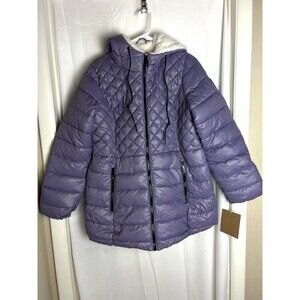 Steve Madden‎ Womens Large Lavender Puffer Faux Fur Lining NWT Jacket